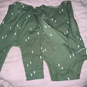 Cloud Island Green Tree Print Baby Matching Set